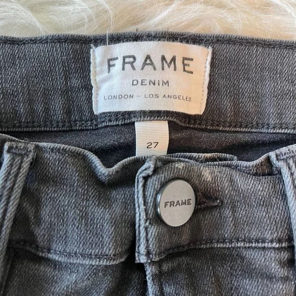 Frame Jeans Ali High Rise Cigarette Skinny Denim Ankle Size 27 Gray Faded 25x26 - Picture 6 of 13